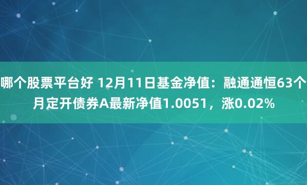 哪个股票平台好 12月11日基金净值：融通通恒63个月定开债券A最新净值1.0051，涨0.02%