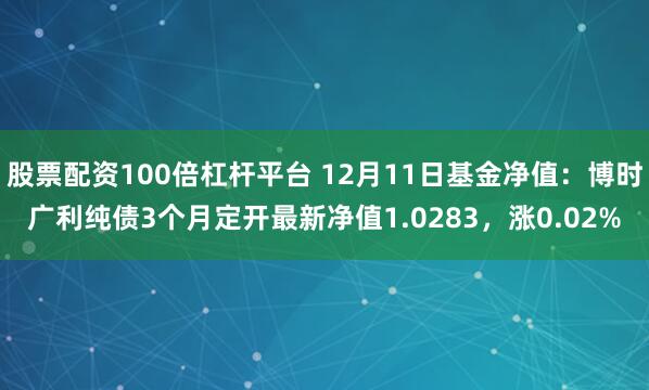 股票配资100倍杠杆平台 12月11日基金净值：博时广利纯债3个月定开最新净值1.0283，涨0.02%