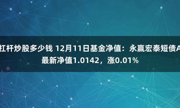 杠杆炒股多少钱 12月11日基金净值：永赢宏泰短债A最新净值1.0142，涨0.01%