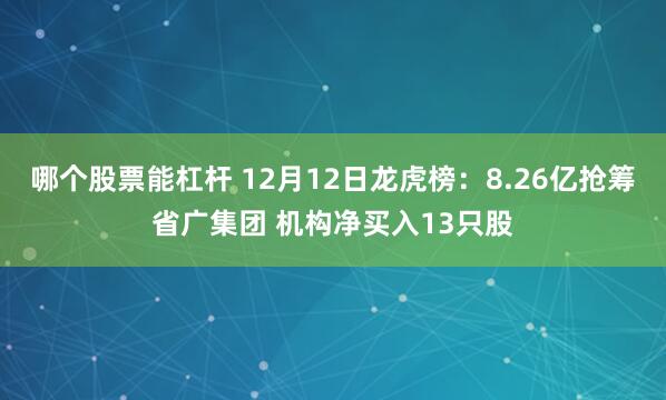 哪个股票能杠杆 12月12日龙虎榜：8.26亿抢筹省广集团 机构净买入13只股